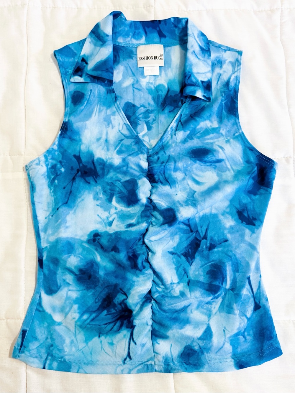 Fashion Bug y2k blue tie dye collared tank top